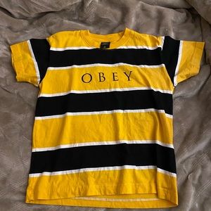 Obey Acid Box Black & Yellow Stripe T-shirt